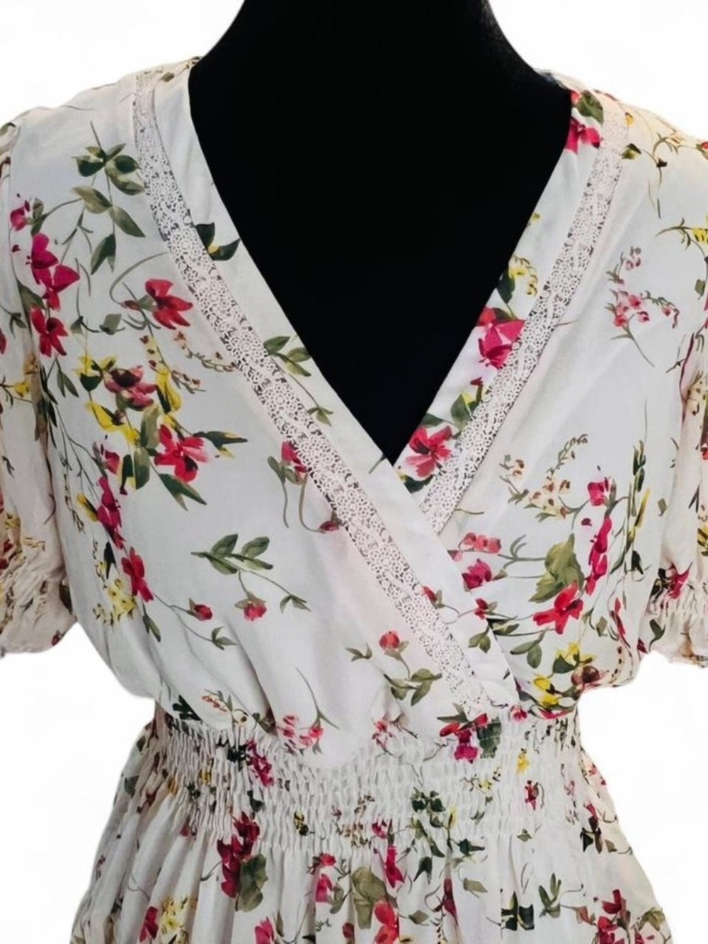 Floral Ruffle Dress with Waffle Waist by Taylor in Size 2 - Picture 4 of 8